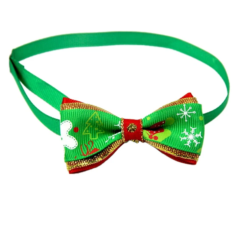 

Christmas Pet Cat Bowknot Collar Xmas Adjustable Green Red Funny Collar for Dogs Puppy Cat Lovely Small Dogs Collar Supplies -