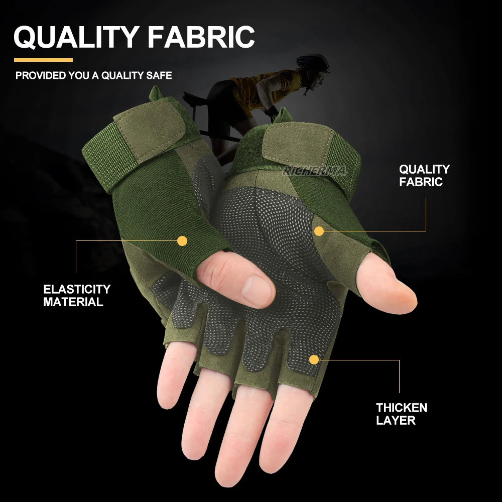 Зеленые мотоциклетные перчатки для мужчин спортивные без пальцев фитнеса