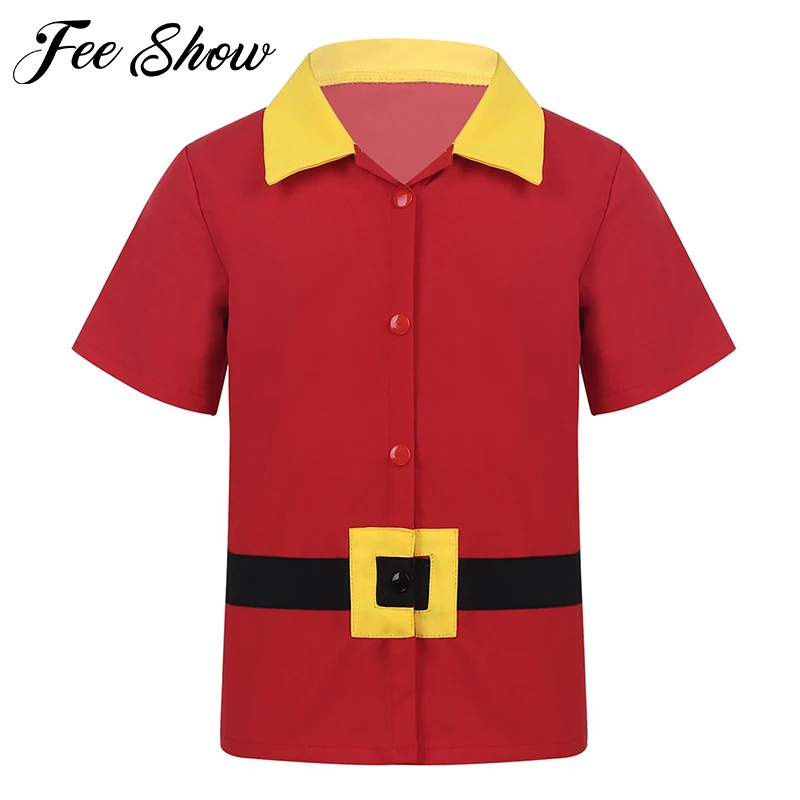 Детская футболка для косплея мальчиков короткий рукав отворот кнопки застежка