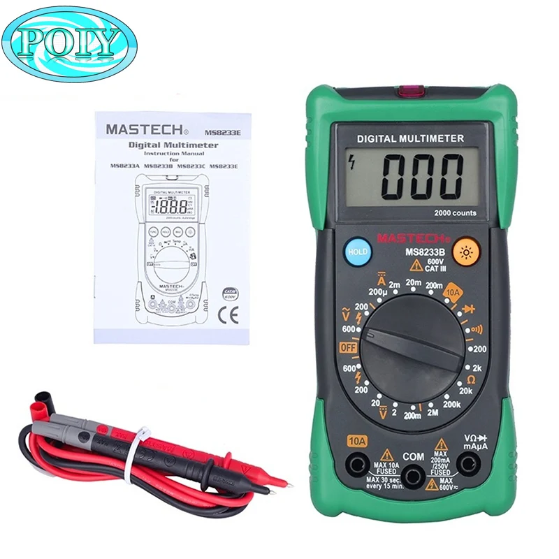 MASTECH MS8233B Цифровой Мультиметр LCR метр Бесконтактный измерительный прибор напряжения детектор с подсветкой