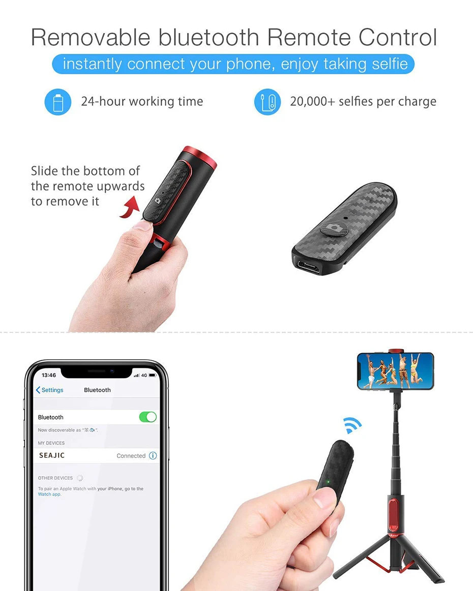 Беспроводная селфи-палка Ulanzi Bluetooth для IOS iPhone11 Huawei Android | Электроника
