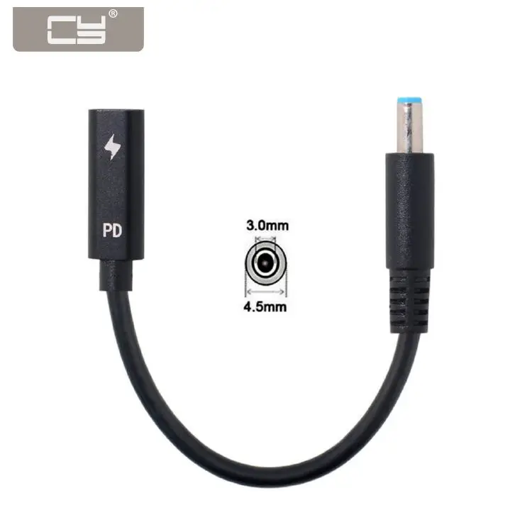 

Chenyang Type C USB-C Female Input to DC 4.5*3.0mm Power PD Charge Cable fit for HP Laptop 18-20V