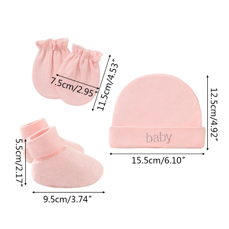 

Baby Infants Anti Scratching Cotton Gloves+Hat+Foot Cover Set Mittens Socks