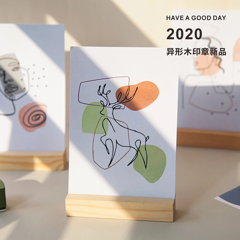 10 деревянных резиновых штампов неправильной геометрической формы для