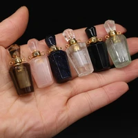natural stone agates pink crystal perfume bottle connector clear quartzs pendant essential oil diffuser necklace jewelry gift