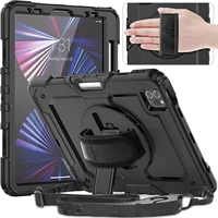 tablet case for ipad pro 11 2021 2020 2018 full body 360 degree rotating hand shoulder strap pc rubber kickstand cover funda