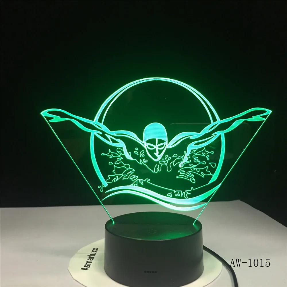 

Cool Swimming People 3D LED Night Light Indoor Light 7 Color Changeable Touch Sensor Control USB Table Lamp Gift for Friends1015