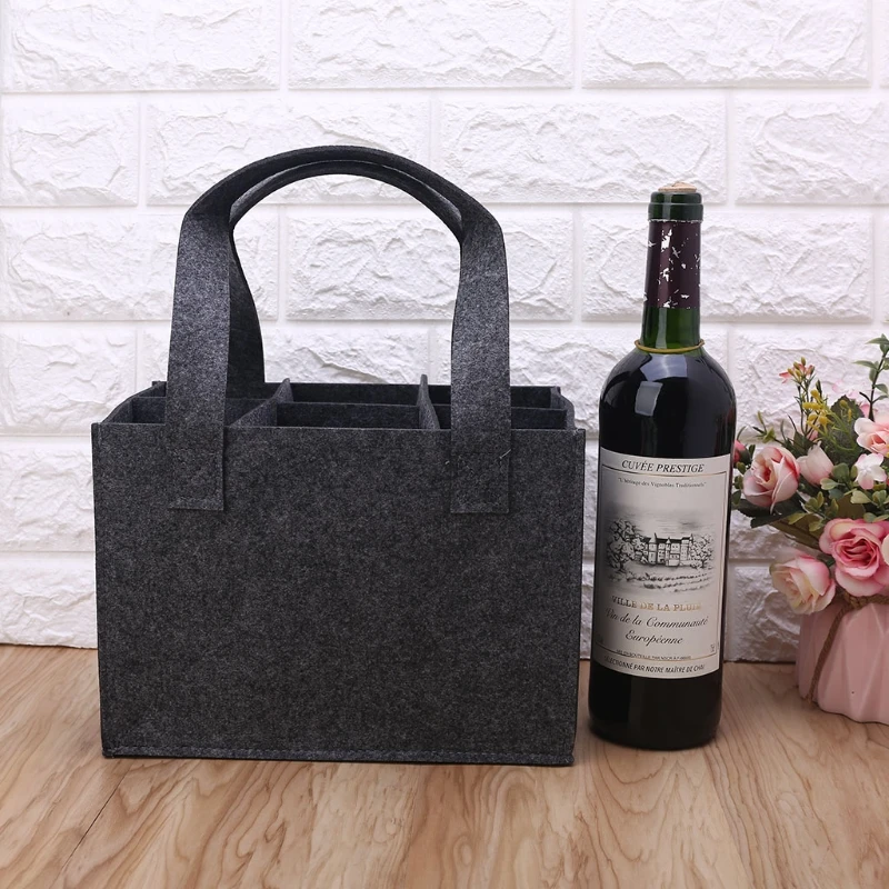 

6 Bottle Wine Carrier Tote Reusable Grocery Bags for Travel Camping Picnic