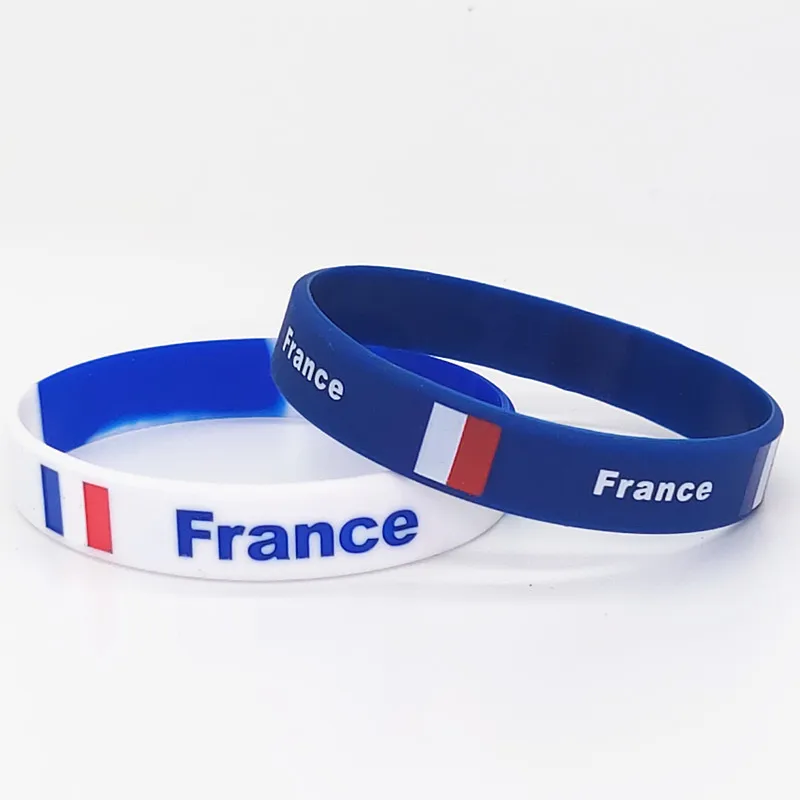 1000pcs France Flag Engraved Print Rubber Bracelet Men Sport Game Silicone Band Wristband Custom Made Wrist Strap Bangle Gifts | Украшения