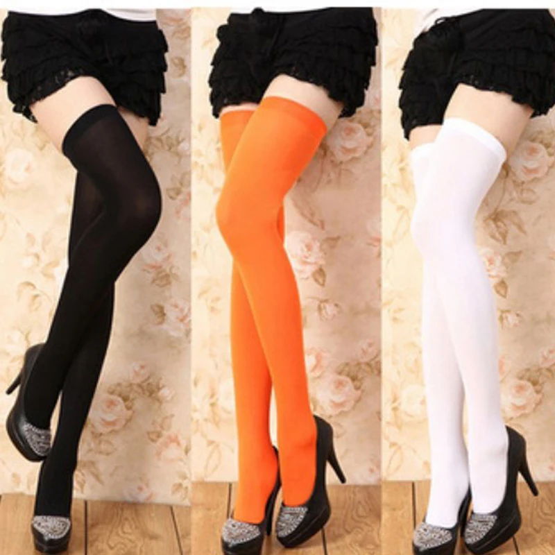 

Women Sexy Stockings Thigh High Over Knee Socks Opaque Bow Girls Stretchy Elastic Spring Fashion Solid Long Chaussette Cosplay