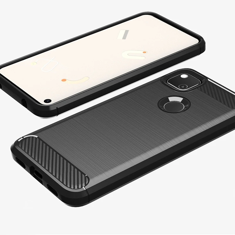

Suitable for Google Pixel 4A Mobile Phone Case Silicone Protective Cover Carbon Fiber Brushed Protective Soft Case