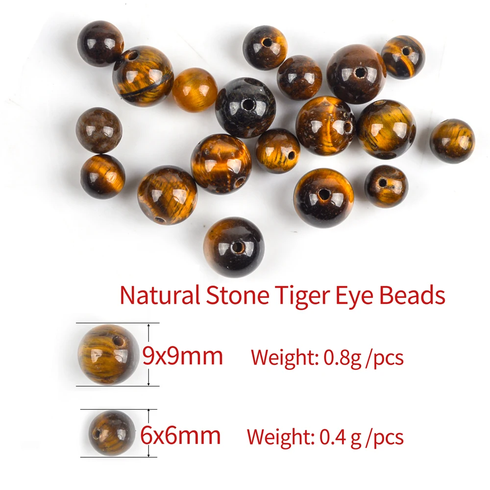 Stylish New Style 9mm and 6mm Natural Tiger's Eye Loose Beads Suitable for Various Jewelry Accessories Matching Necklace Bracele |