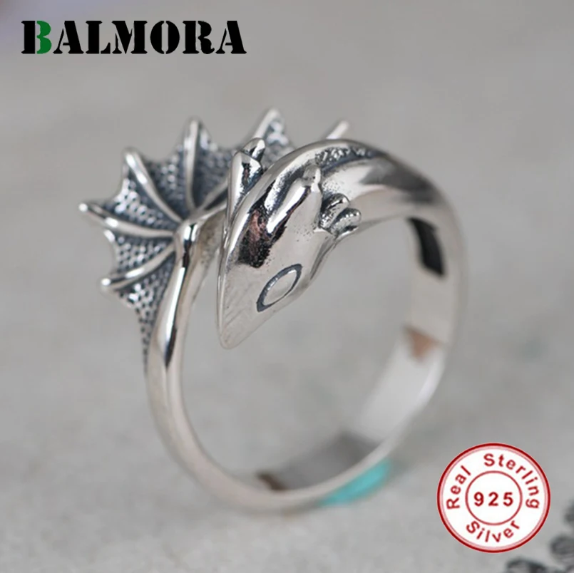 

BALMORA 100% чистое серебро 925 пробы милые животные рыбий хвост кольцо для женщин леди девушки открытое регулируемое кольцо штабелируемые кольца...