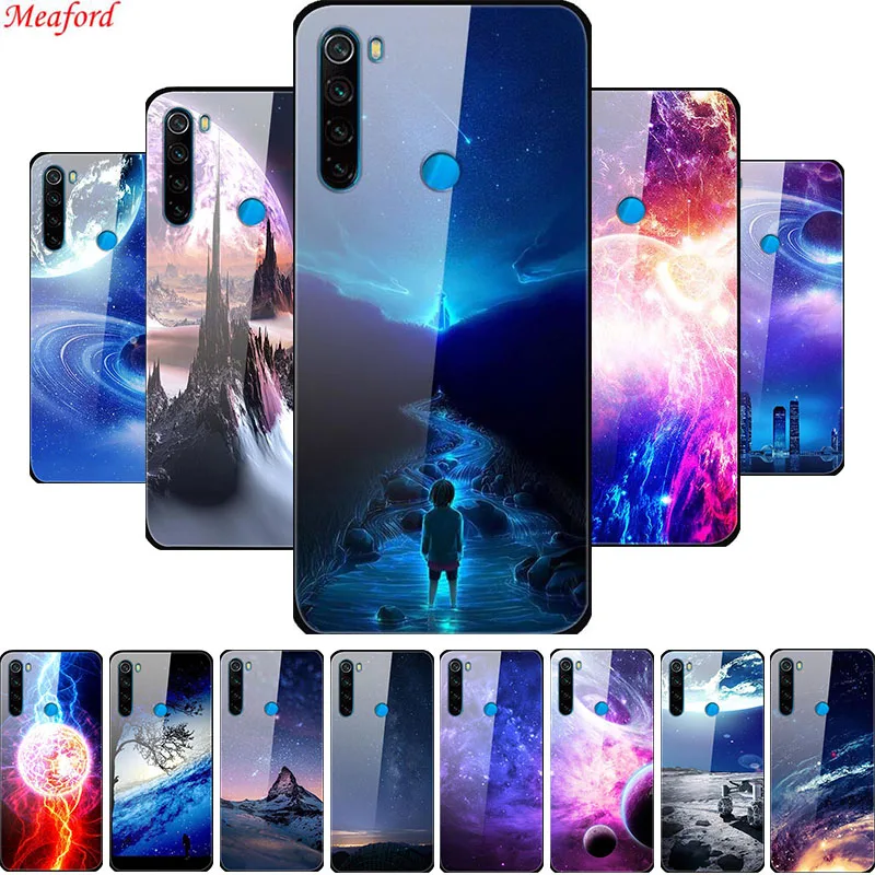 Роскошный стеклянный чехол для Xiaomi Redmi Note 8 T Мягкий бампер задняя крышка Pro