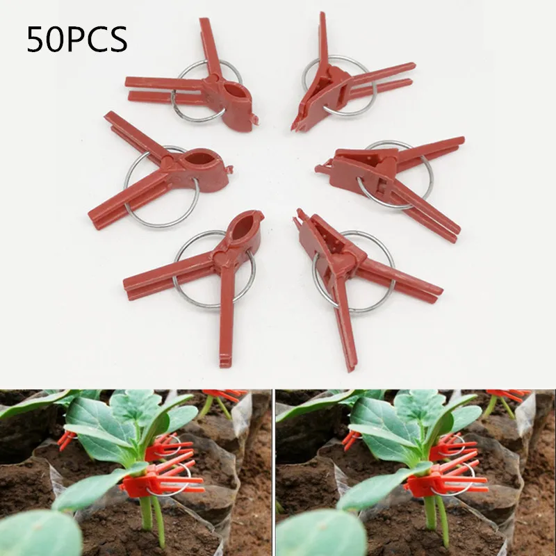 

50 PCS Durable Flower Cages & Plant Support Vegetable Plastic Metal Reusable Grafting Clips Agriculture Grafting Tools Supports