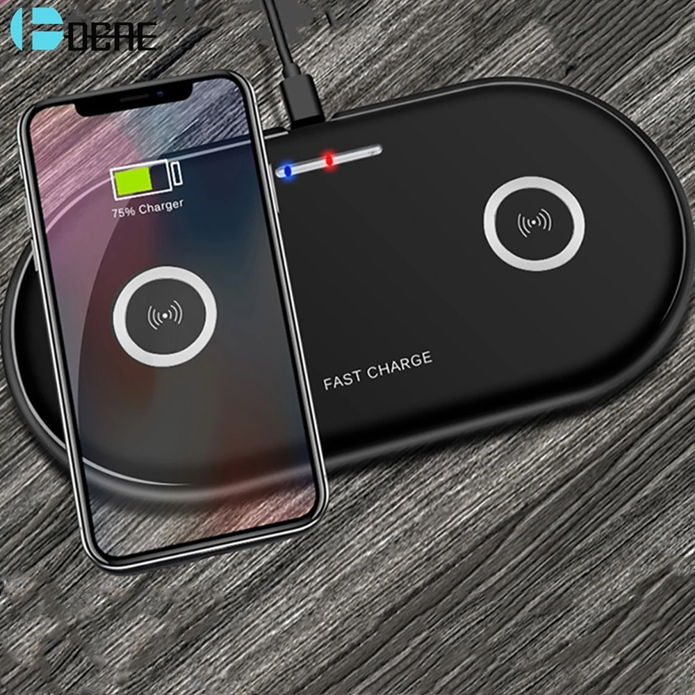 Двойное Беспроводное зарядное устройство DCAE 20 Вт для iPhone 11 Pro Max XS XR X 8 Airpods 2 в 1
