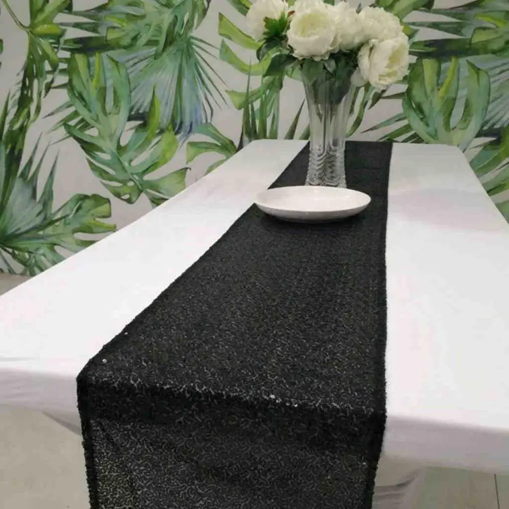 30x180 см настольная дорожка на Хэллоуин черная с блестками блестящее настольное