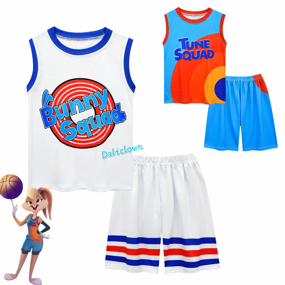 

Space Jam Jersey Kids Cosplay Costume Tune-Squad 6 James 1 Bugs Tops Shorts T-shirt A New Legacy Basketball Shirt Vest Uniform