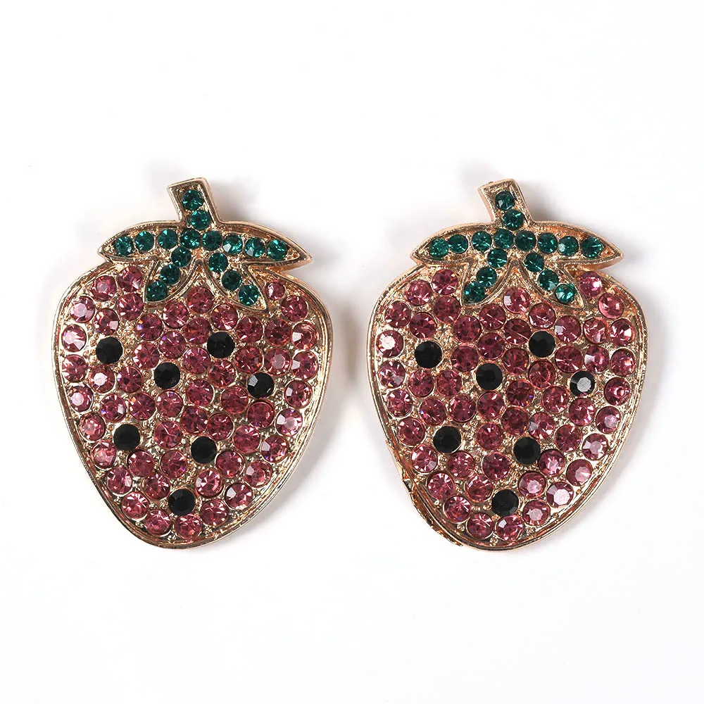 Fashion ZA Elegant Crystal Rhinestone Red Strawberry Earrings Women Indian Ethnic Party Club Statement Jewelry