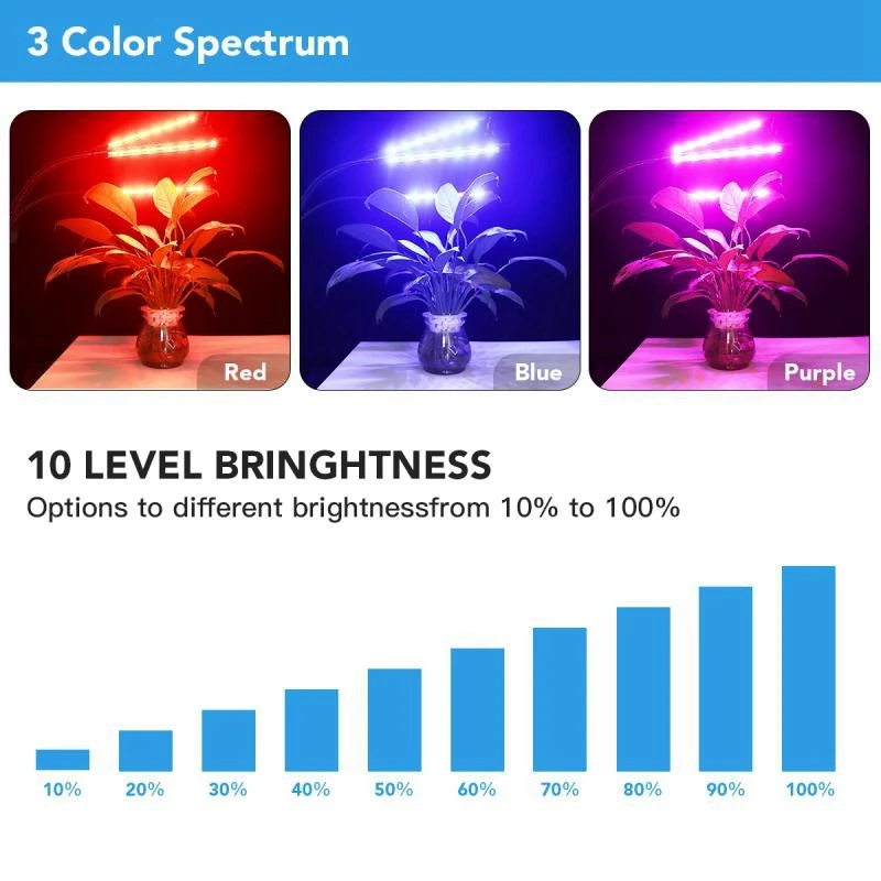

Plant Grow Light with Stand Adjustable 60W Tri-Head Floor Plant Light with Red Blue LED Bulbs for Small & Tall Plants