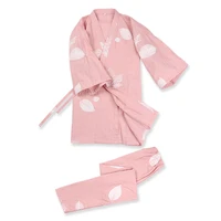 japanese style pajamas set for women kimono pajamas spring and autumn cotton gauze sweat steamed kimono home suit