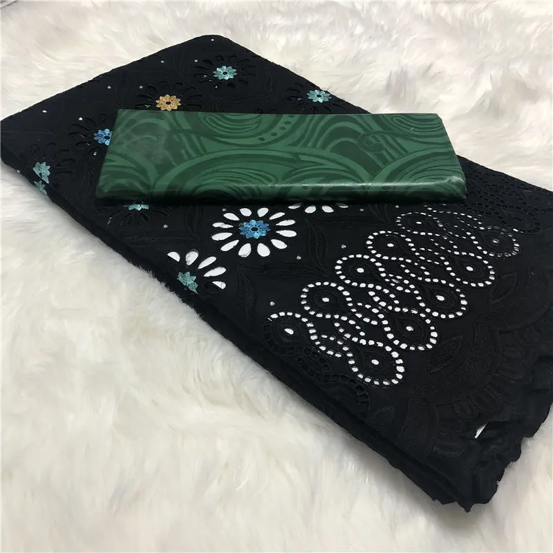38 cotton Африканская морская Базен парча Дамасская ткань для Femme Robe Базен Riche Brode со швейцарским хлопковым кружевом 2,5+ 2,5 ярдов/партия BT30 - Цвет: 38 cotton