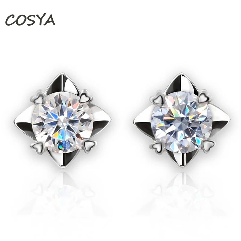 

COSYA Real D Цвет Муассанит 0,6 карат 5,5 мм в виде геометрических фигур четыре-коготь темперамент серьги для свадьбы, помолвки для женщин; Ювелирны...
