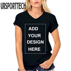 Футболка женская с принтом логотипа, дышащая хлопковая майка с V-образным вырезом, индивидуальный дизайн, большие размеры