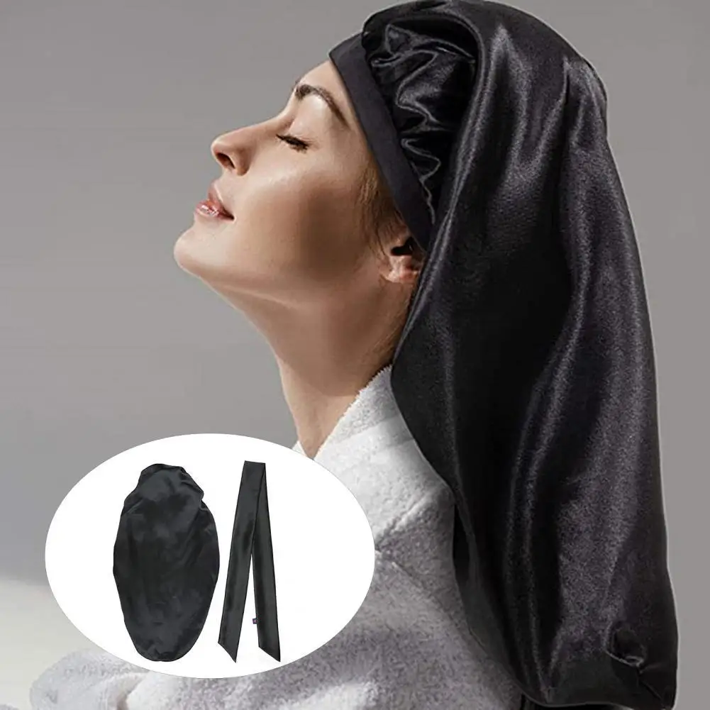 

Long Hair Wrap Breathable Well-sealed Band Multi-functional Black Women Makeup Washing Face Satin for Girl