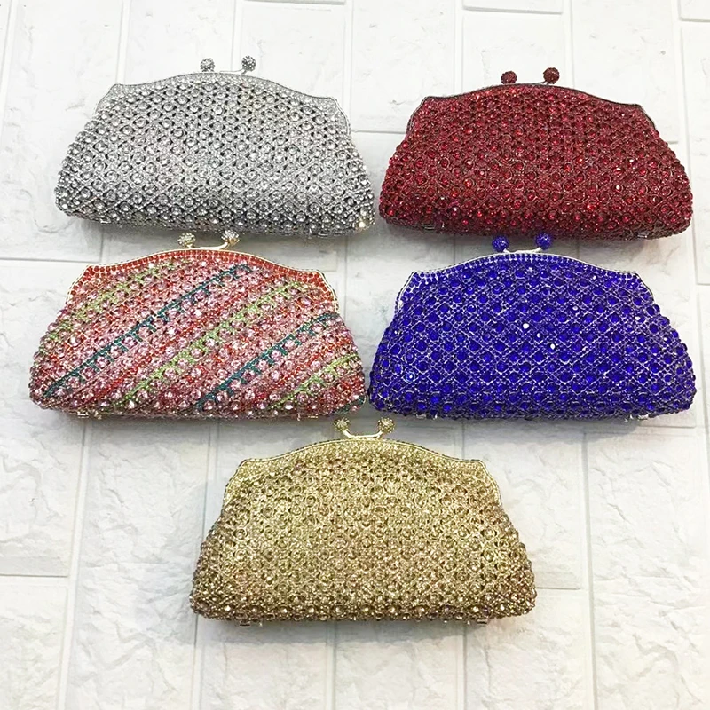 

New Fashion Silver/Blue/Red 5 Colors Clutch Purse Evening Purse Luxury Elegant Ladies Party Prom Shoulder Handbag Mini Bags