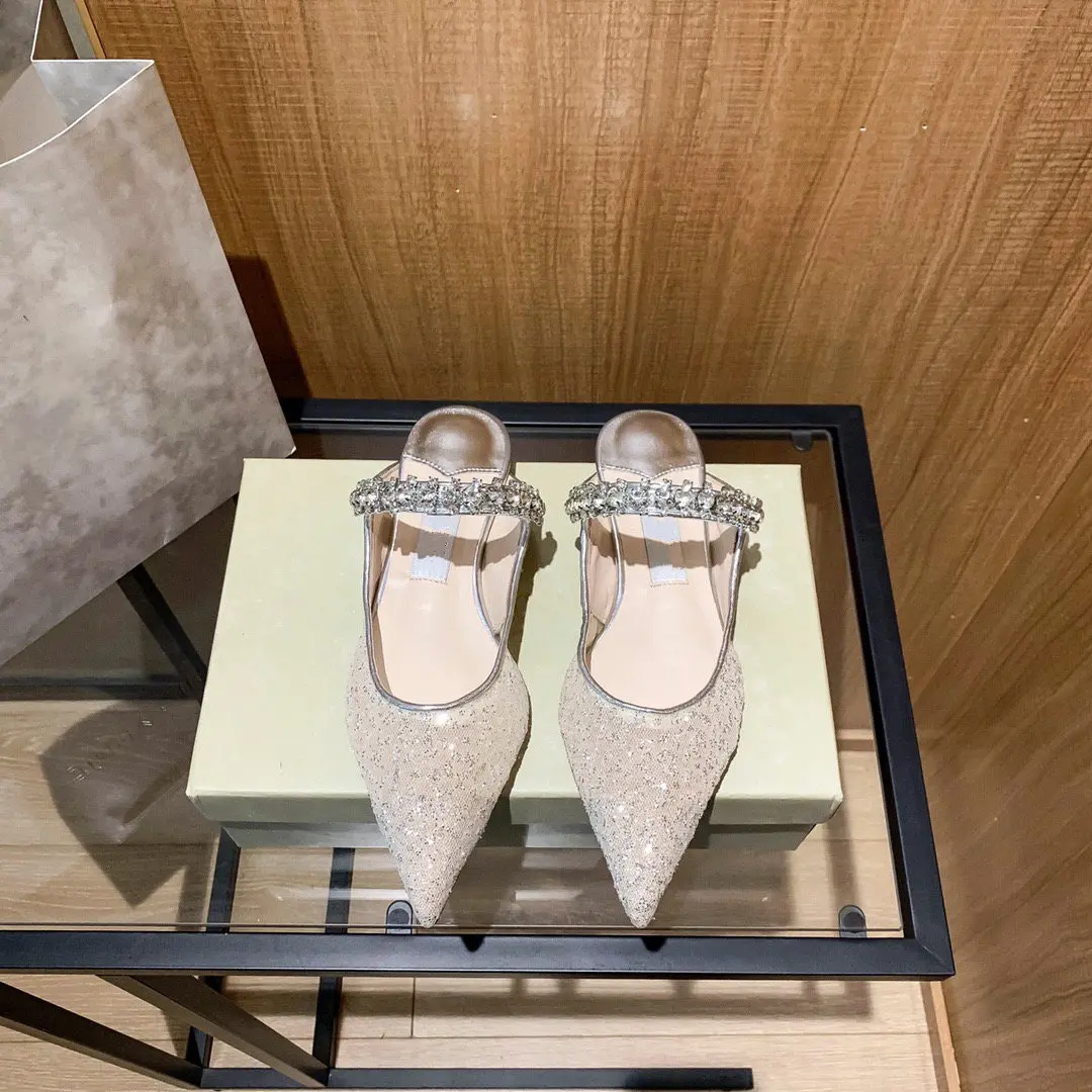 

Casual Designer sexy lady women's sandals nude mesh lace crystal flats Slipper slip on flip flop loafer Slide Prom Evening Shoes