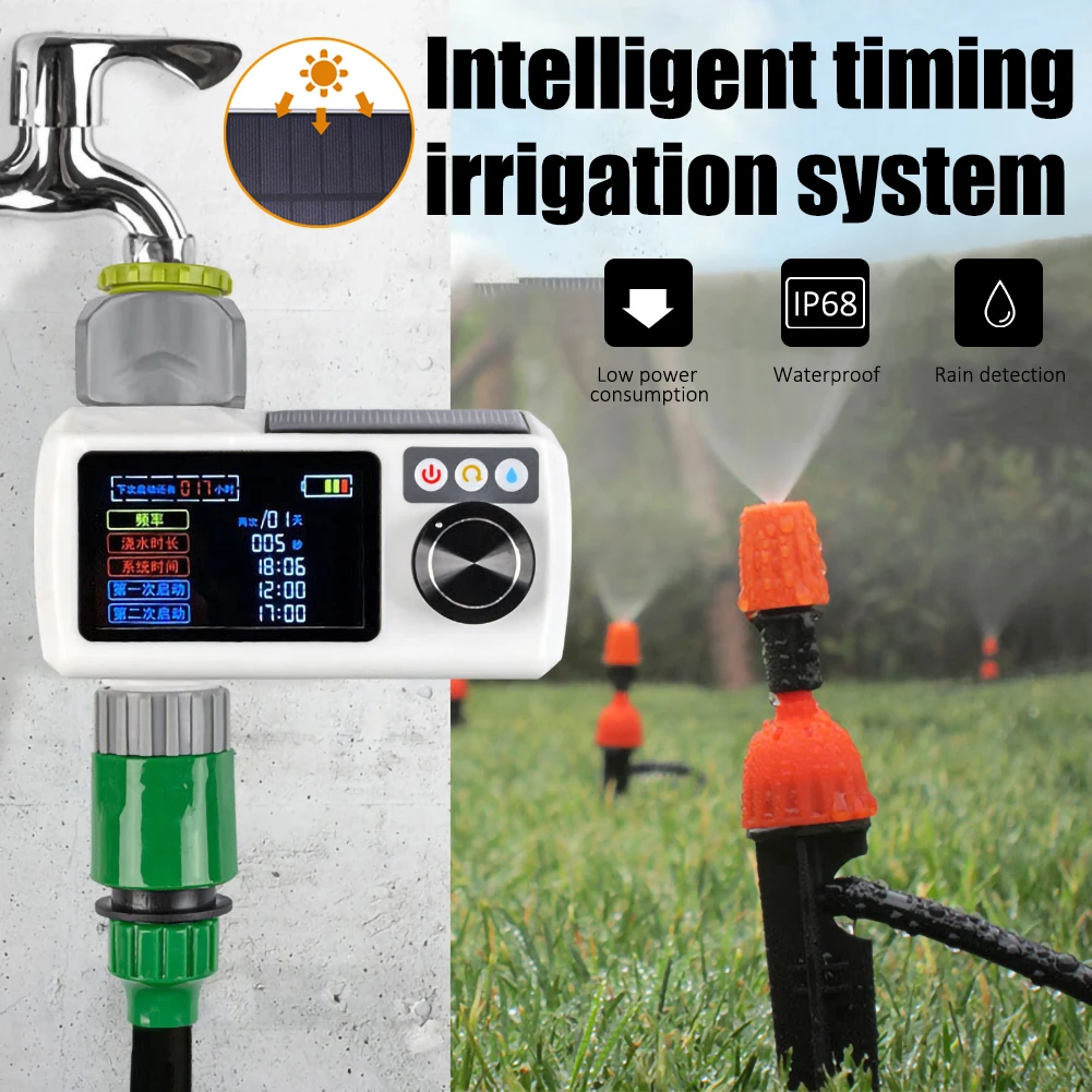 

Garden Drip Irrigation Device Double Pump Controller Timer System Solar Energy Intelligent Automatic Watering Device for Plants