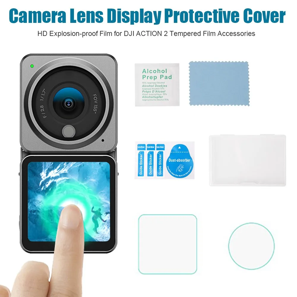

DJI ACTION 2 Tempered Film Accessories Camera Lens Display Protective Film HD Explosion-Proof Film Tempered Film For DJI ACTION2