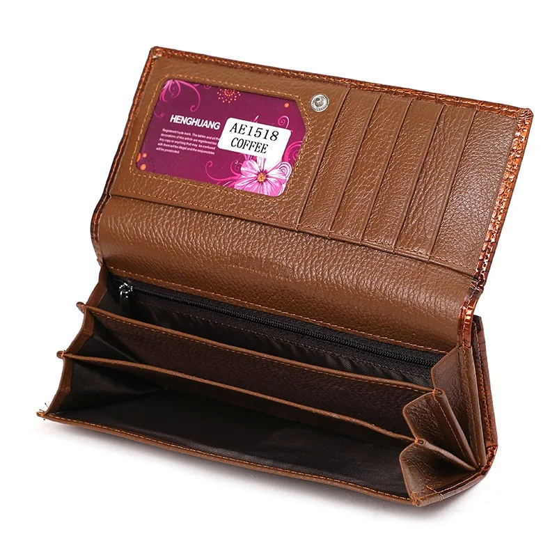 Удлиненный женский кошелек из натуральной воловьей кожи роскошный брендовый