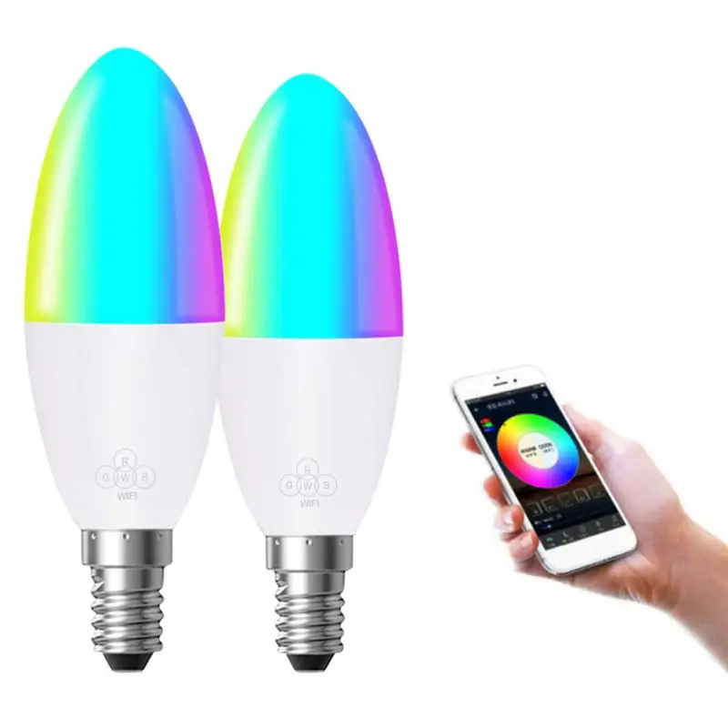 6W WiFi Smart Light Bulb E14 B22 LED RGB Lamp Work with Alexa/Google Home 85-265V RGB+White Dimmable Timer Function Magic | Электроника