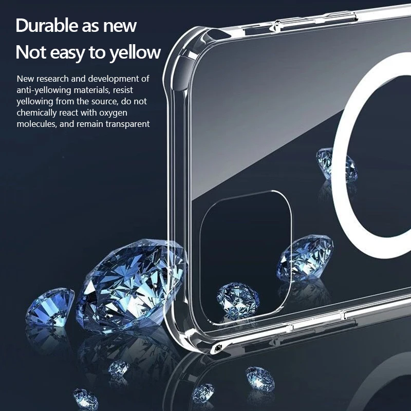 Прозрачный Магнитный чехол Magsafe для iPhone 13 Pro Max Mini поддержка беспроводного