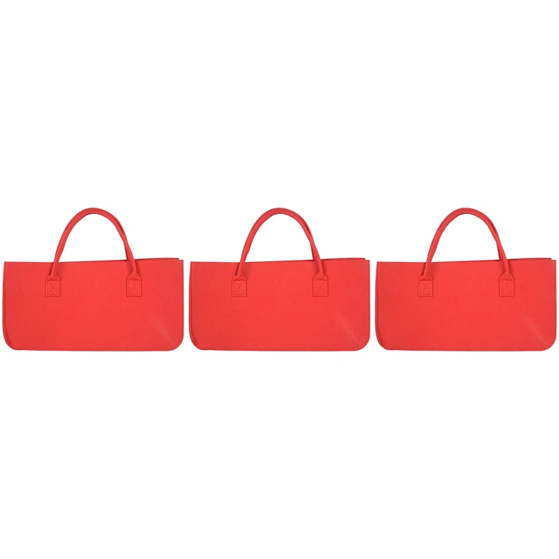 

3X фетровый кошелек, фетровая сумка для хранения большой вместимости, Повседневная сумка для покупок-красный