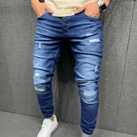 mens skinny patchwork ripped jeans slim blue denim pants pencil pants street hip hop denim trousers fashion cowboy clothing men