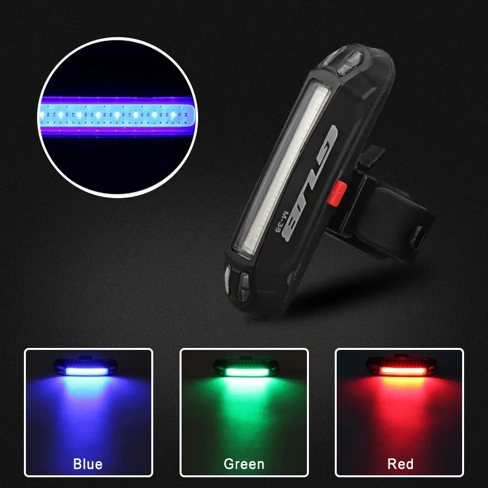 

100LM Bike Bicycle light LED Taillight Rear Tail USB Rechargeable Night Safety Warning Cycling Portable Light 7 Lighting Effects