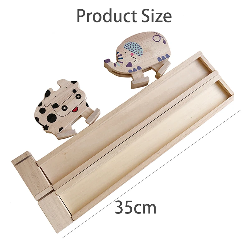 

Baby Animal Track Blocks Toys Set Cow Elephant Inertial Balance Track Walking Games Educational Wooden Toys For Kids