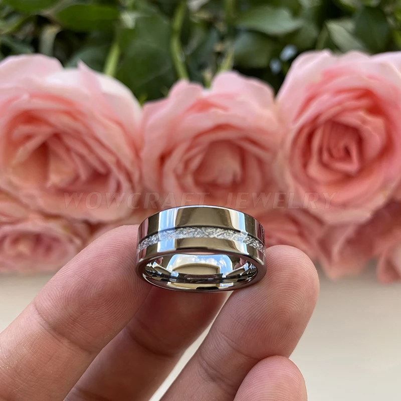 Мужское вольфрамовое кольцо 8 мм Женское Обручальное полированная блестящая