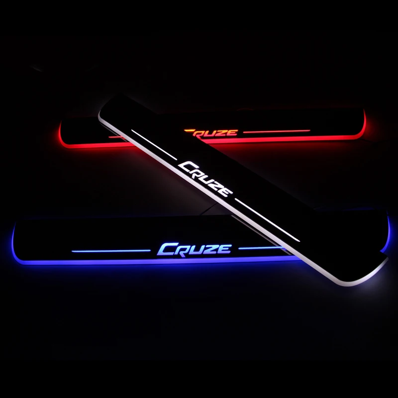 

Upgraded LED Door Sill Plate Moving Light Pathway Light Acrylic Welcome Pedal Car Scuff For Chevrolet Cruze 2015 2016 2017 2018