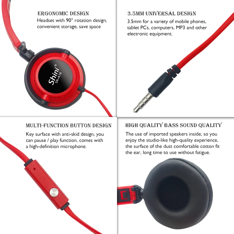 Стереонаушники с басами и микрофоном шумоподавляющие Hi Fi наушники для Sony iPhone Xiaomi