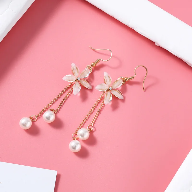 Популярные аксессуары модные элегантные длинные серьги с цветком для