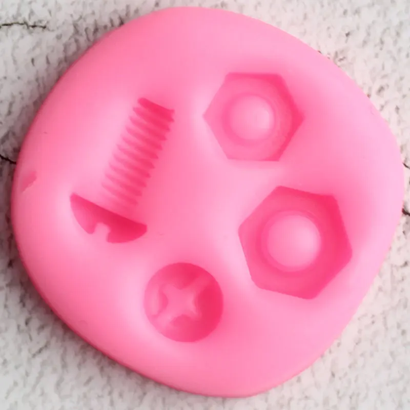 3D Screw Nut Silicone Mold Industrial Steampunk Hardware Fondant Molds DIY Cake Decorating Tools Clay Candy Chocolate Moulds