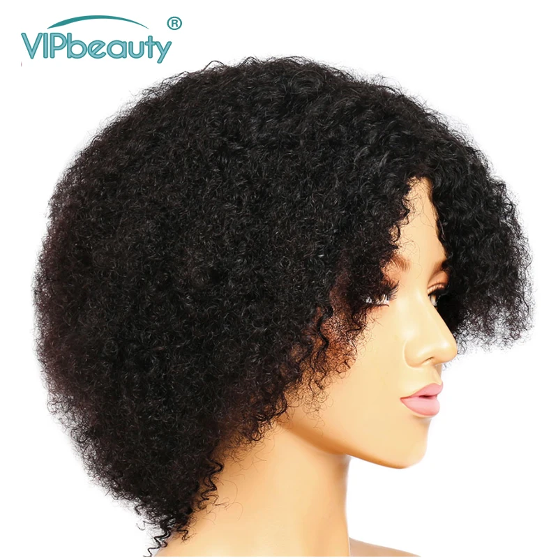 Афро кудрявые вьющиеся человеческие волосы парики для женщин Glueless Pixie Cut парик