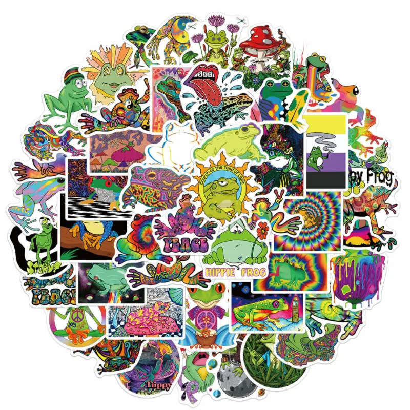 

10/30/50pcs Cartoon Psychedelic Aesthetic Frog Fridge Guitar Skateboard Travel Suitcase Phone Laptop Luggage Stickers Diy Kids