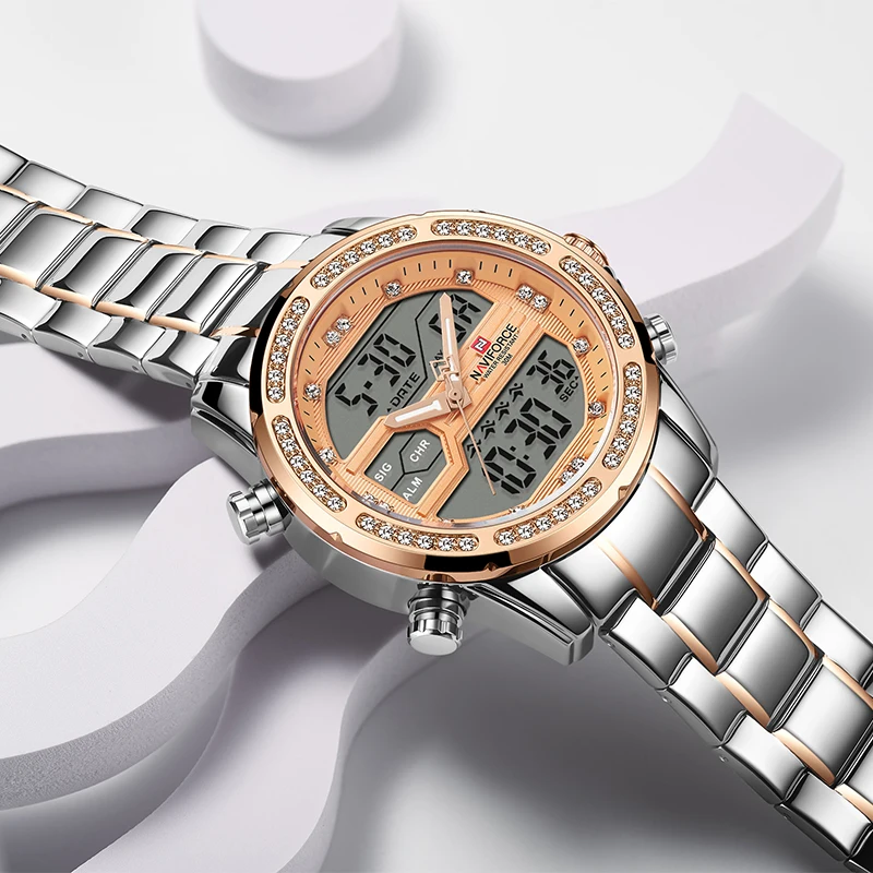 Часы наручные NAVIFORCE мужские с бриллиантами модные брендовые Роскошные