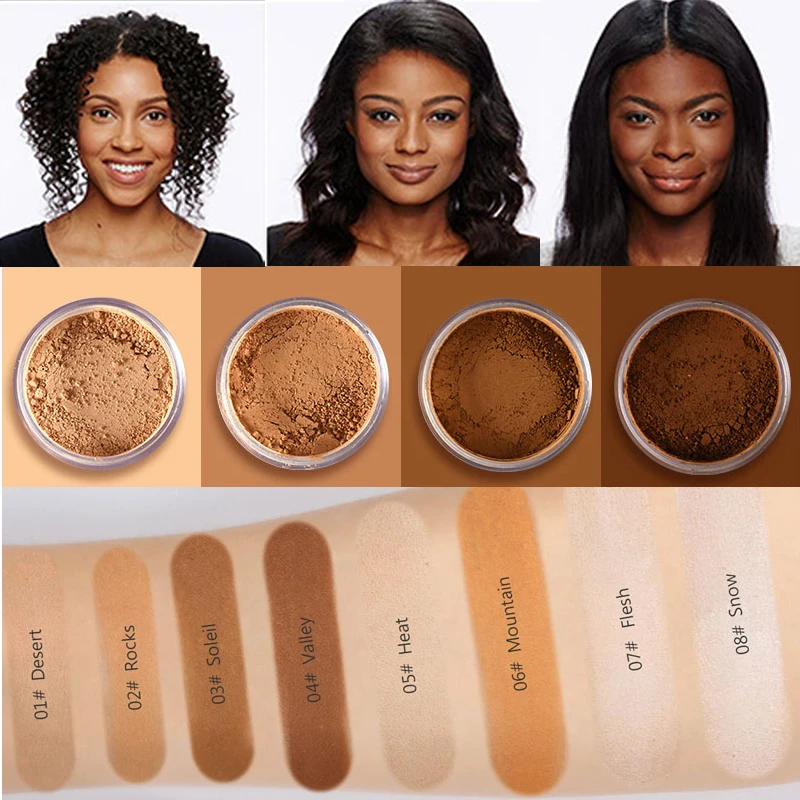 

Makeup Loose Setting Powder Matte Mineral Oil-control Long-lasting Face Concealer Finishing Bronzer Contour For Black Dark Skin