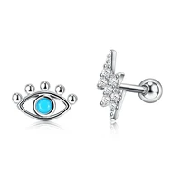 zemior brand stud earring for women 925 sterling silver inlay opale eye and cubic zirconia lightning shape earrings fine jewelry